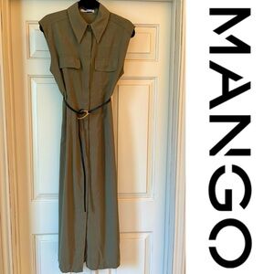 Mango Belt Shirtdress, Olive  -Sz 6